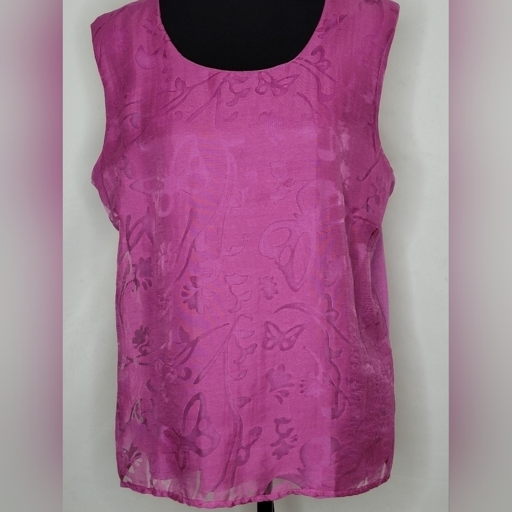 Sara Morgan Vintage Jacquard Weave Butterfly Sleevless Top - Size XL